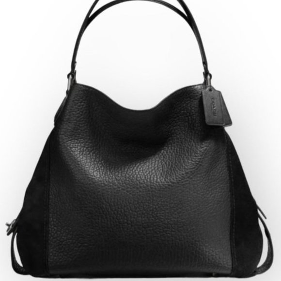 Coach Handbags - Coach Mixed Leather Edie 42 Black Shoulder Bag